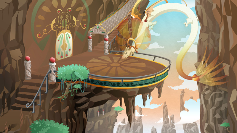 Felsenwand mit Drache